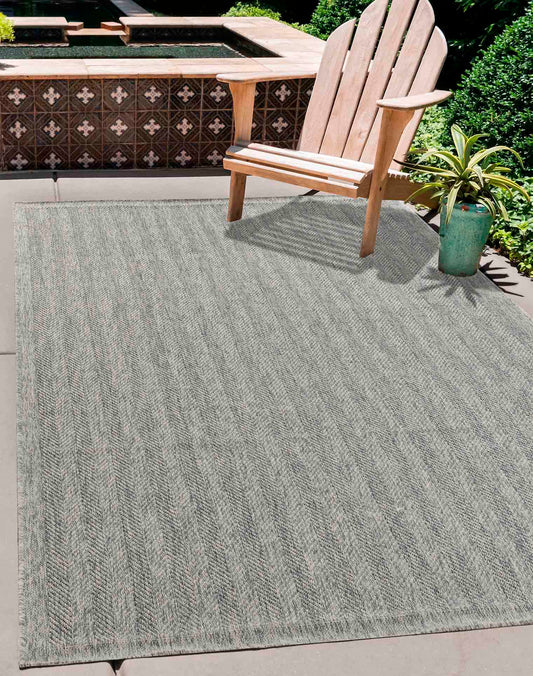 Harper Herringbone Outdoor Rug - Dark Grey