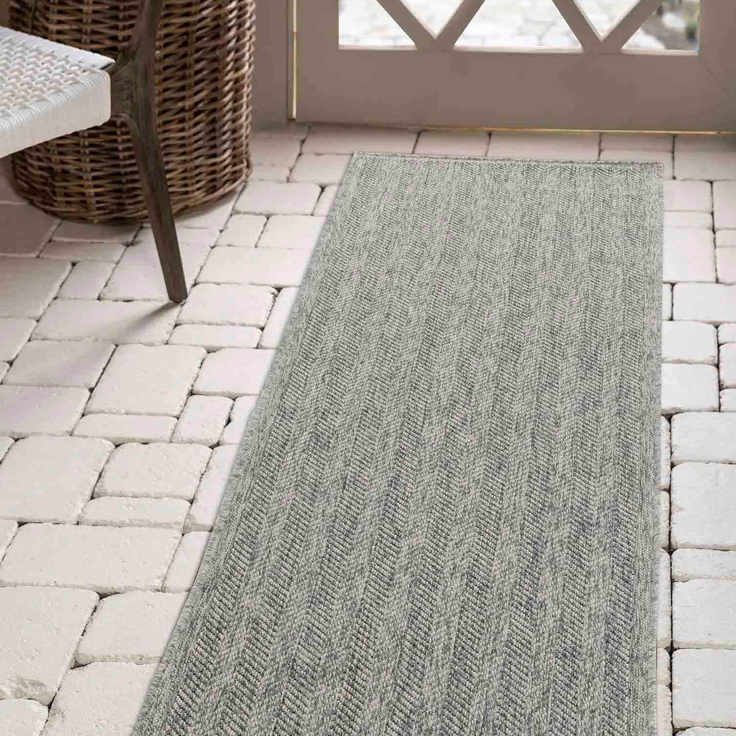 Harper Herringbone Outdoor Rug - Dark Grey