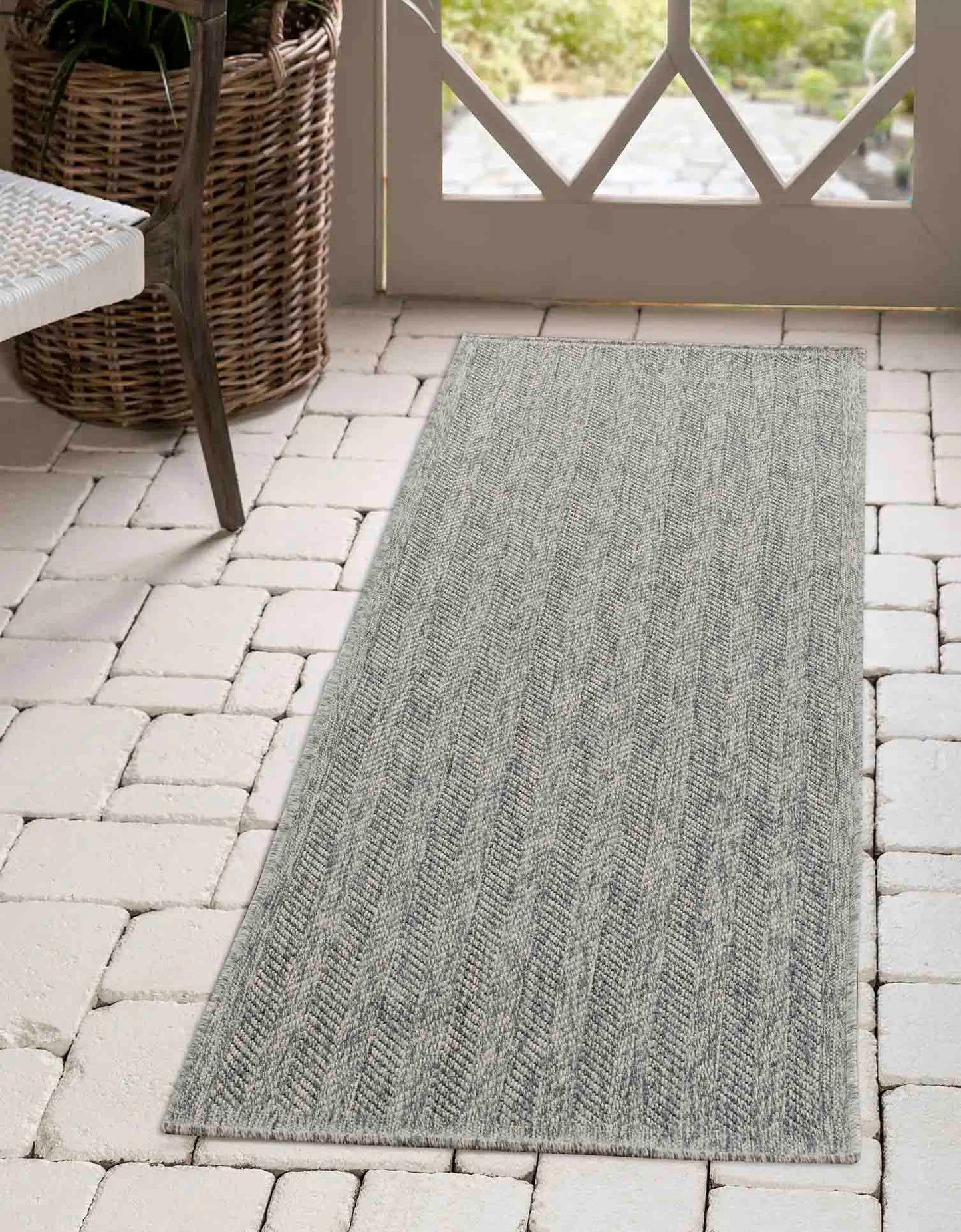 Harper Herringbone Outdoor Rug - Dark Grey