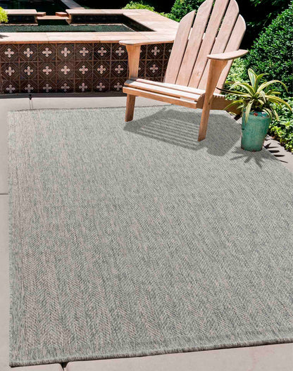 Harper Herringbone Outdoor Rug - Silver