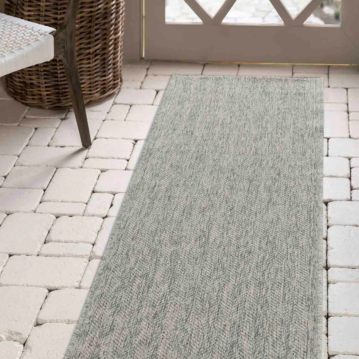 Harper Herringbone Outdoor Rug - Silver