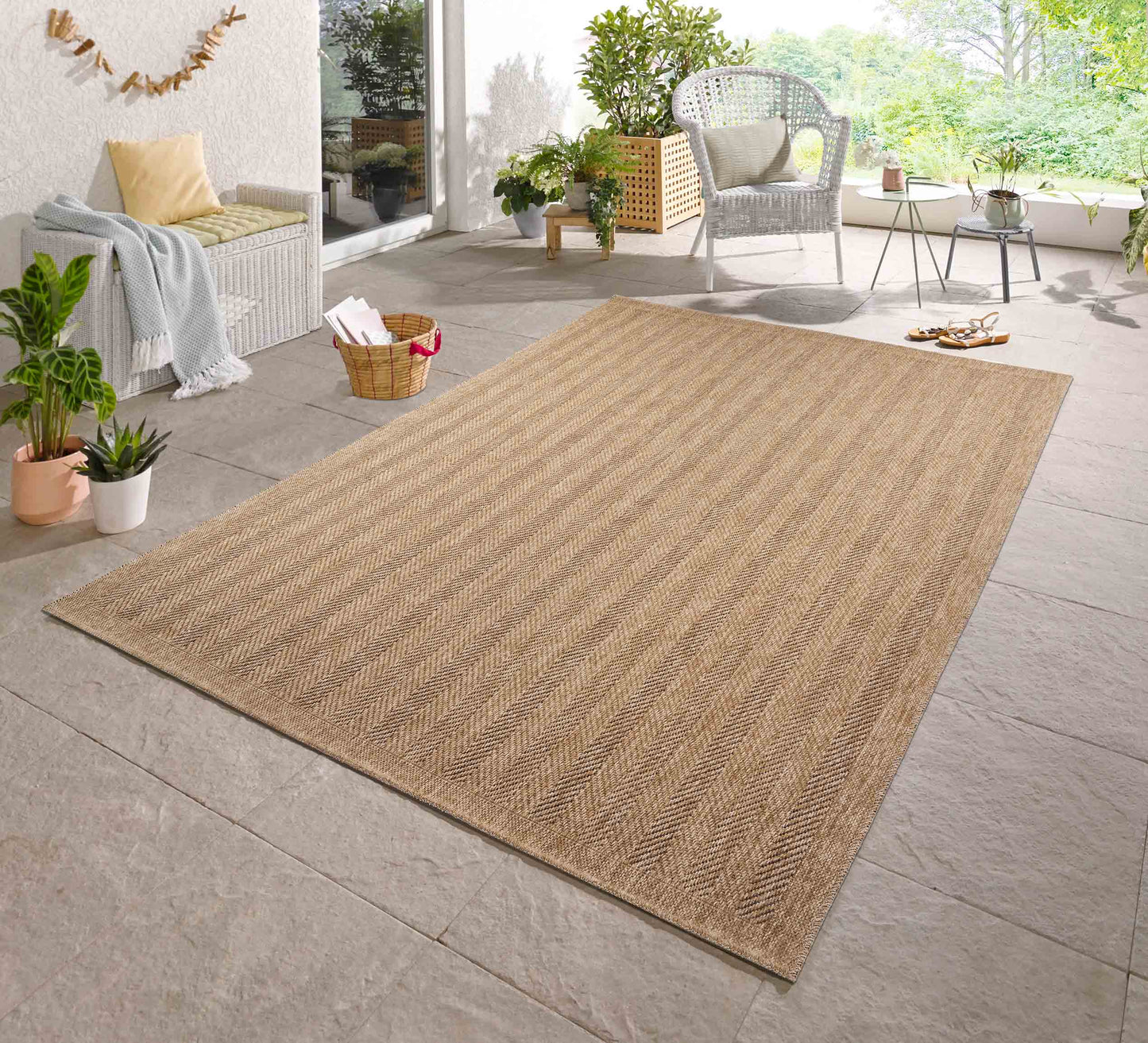 Harper Herringbone Outdoor Rug - Jute