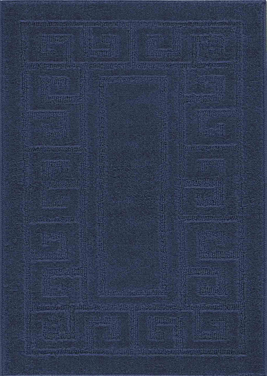 Navy Blue Ivy Greek Key door mat, flat portrait view