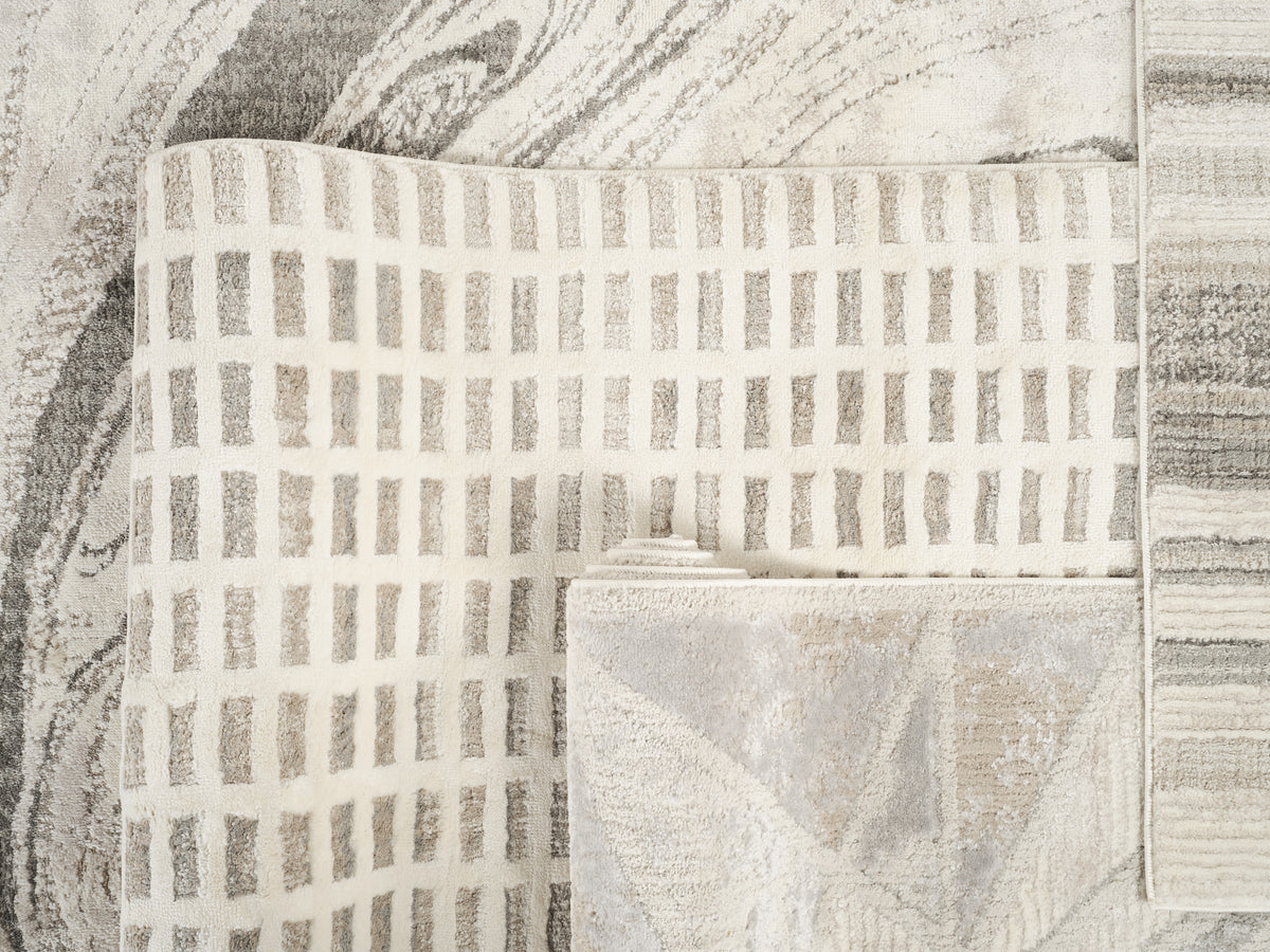 Mabel Patch patterned rug, styled view 3
