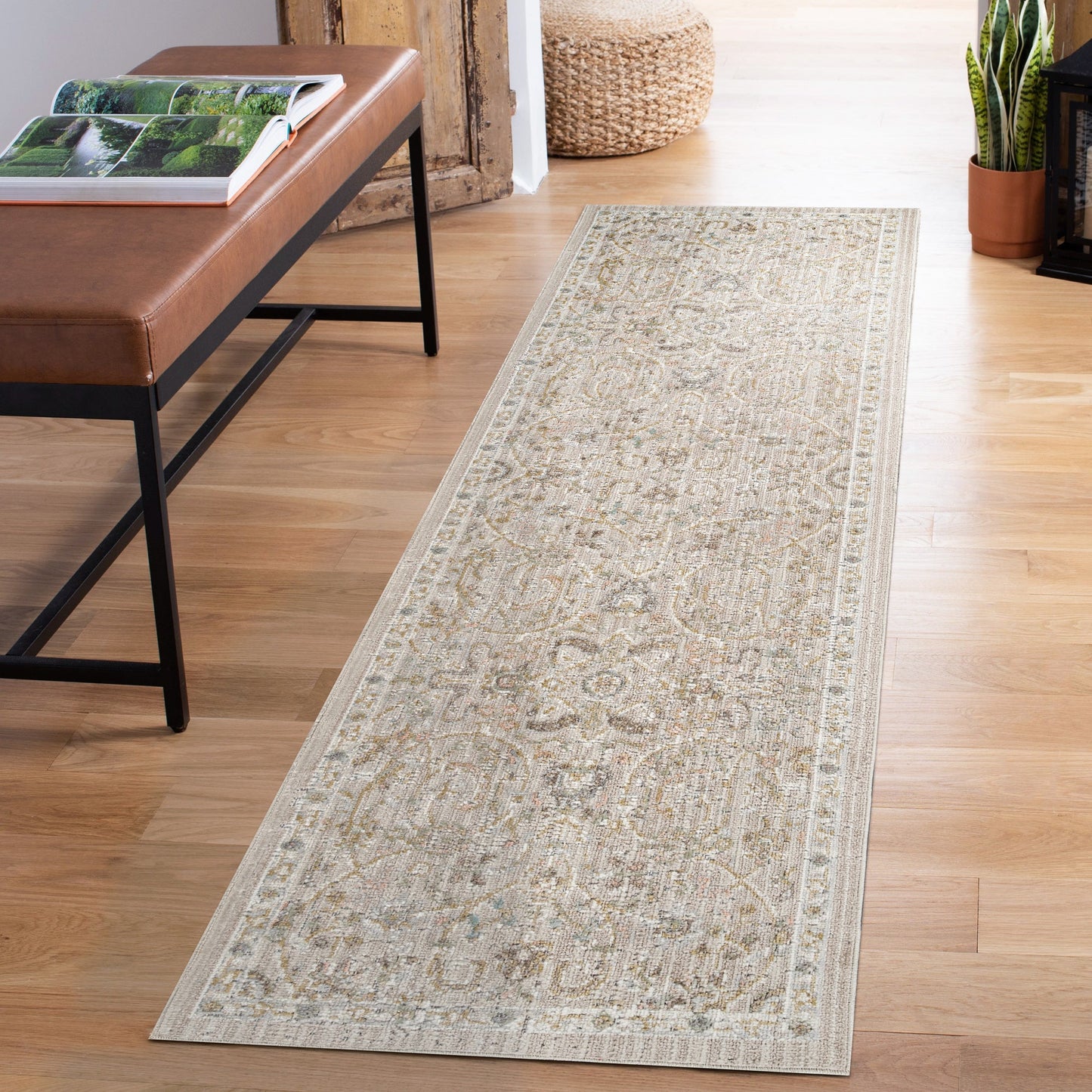 Maia Vintage Patterned Rug - Blossom Beige