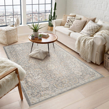 Maia Vintage Patterned Rug - Blossom Grey