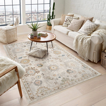 Maia Vintage Patterned Rug - Lagoon Beige