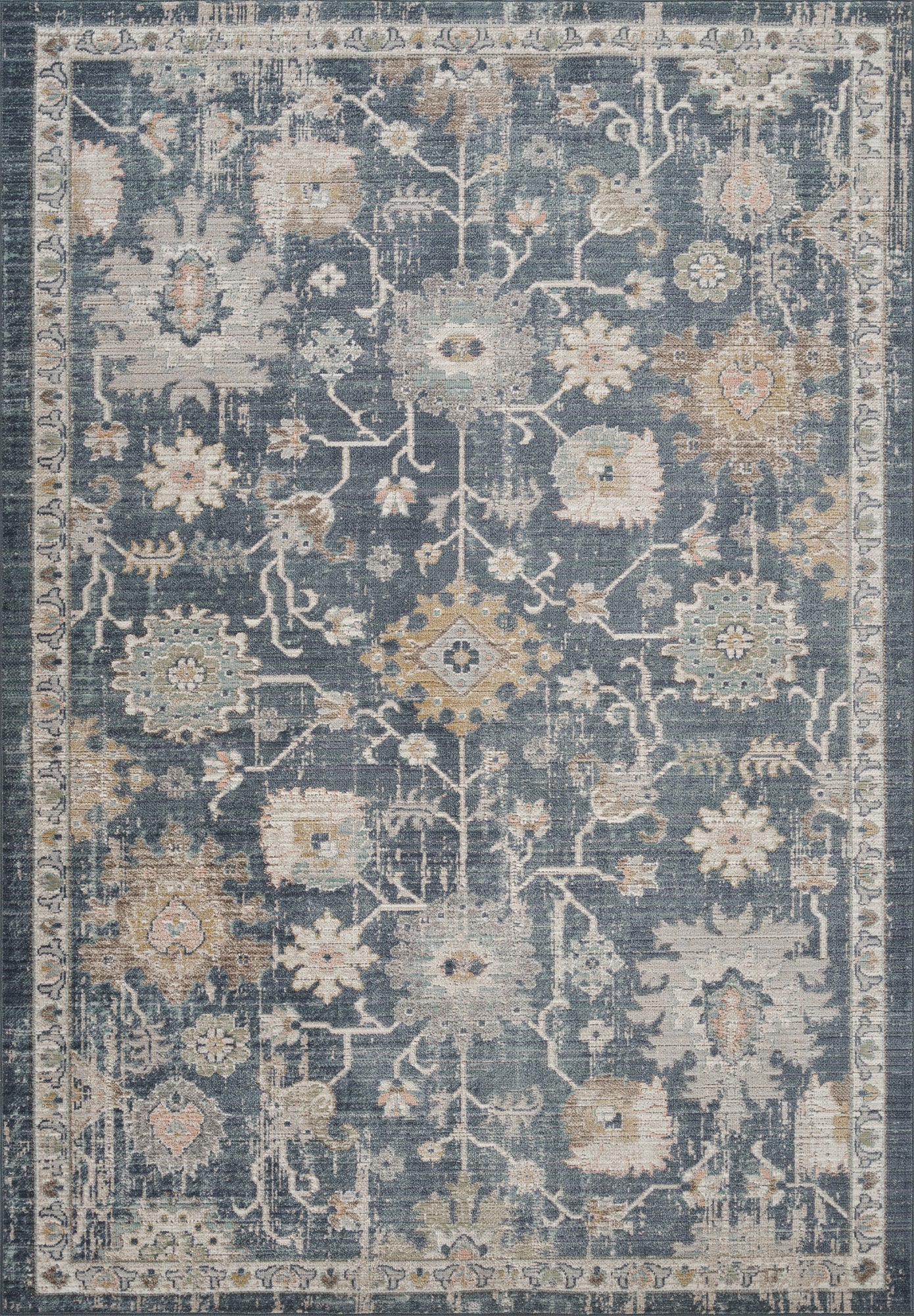 Maia Vintage Patterned Rug - Lagoon Navy