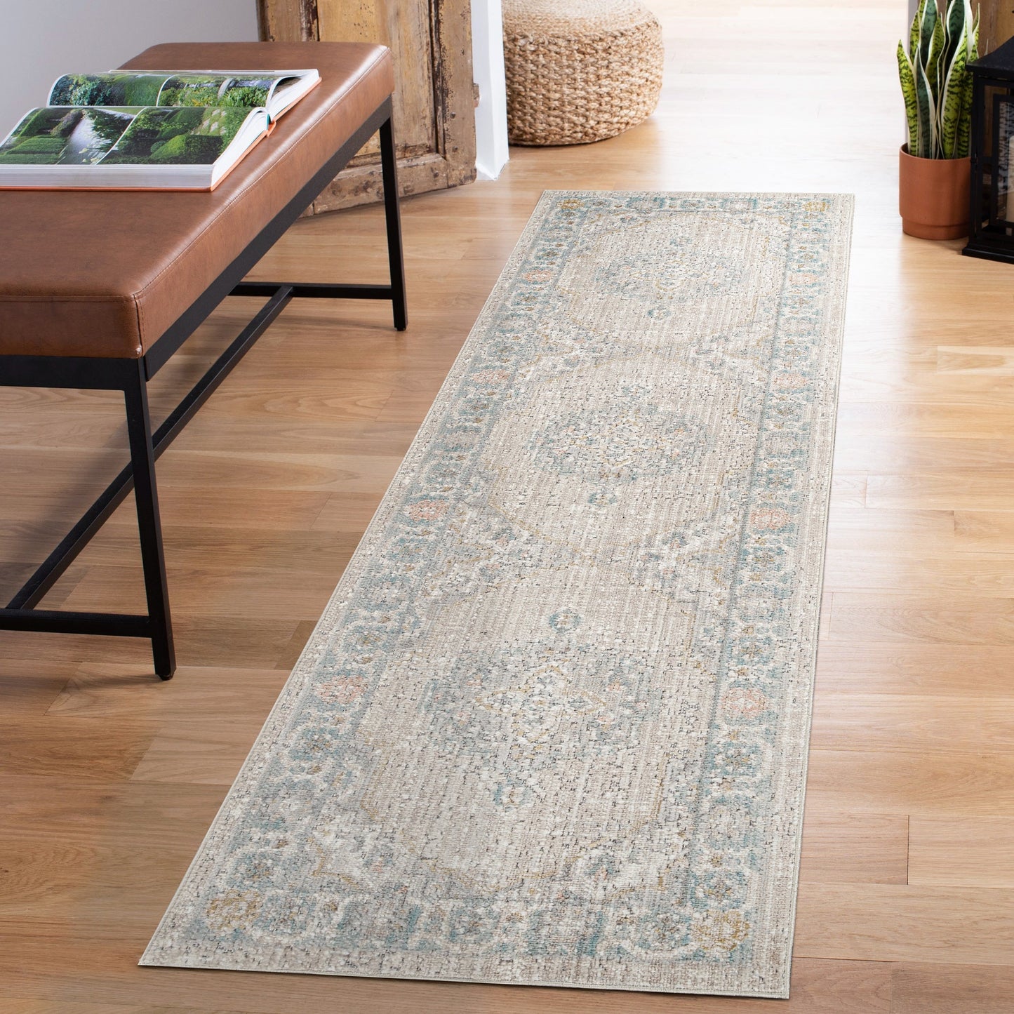 Maia Vintage Patterned Rug - Orchid Beige