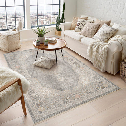 Maia Vintage Patterned Rug - Orchid Grey