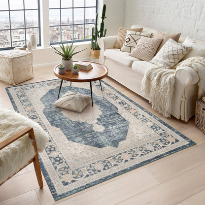 Maia Vintage Patterned Rug - Orchid Navy