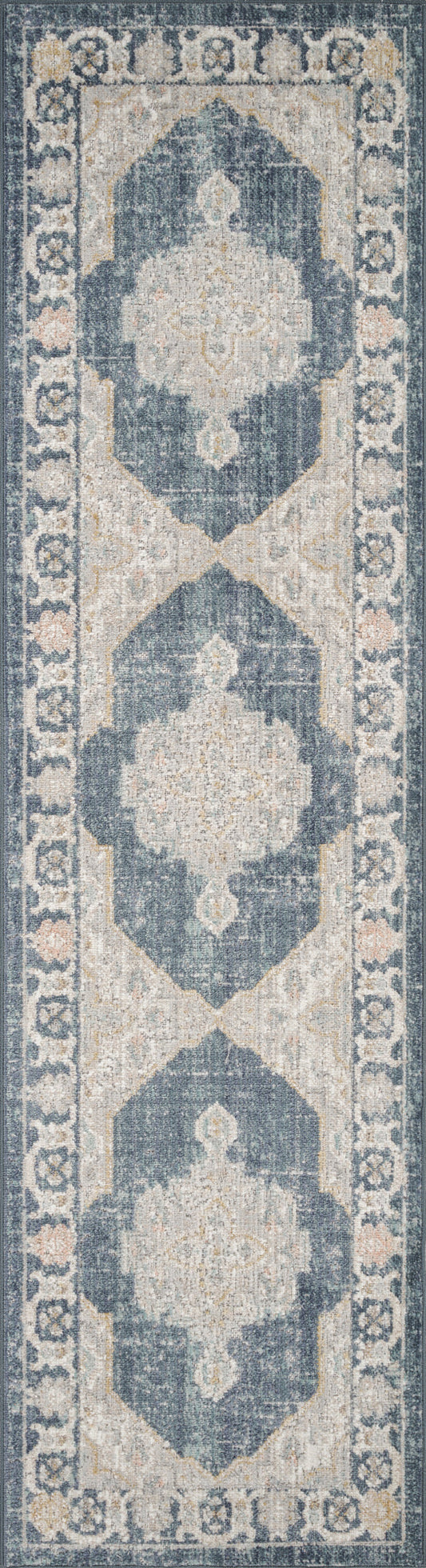 Navy Blue Maia Orchid vintage rug, flat portrait view 2