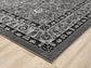 Grey Obsidian Classic monochrome rug, corner fold detail