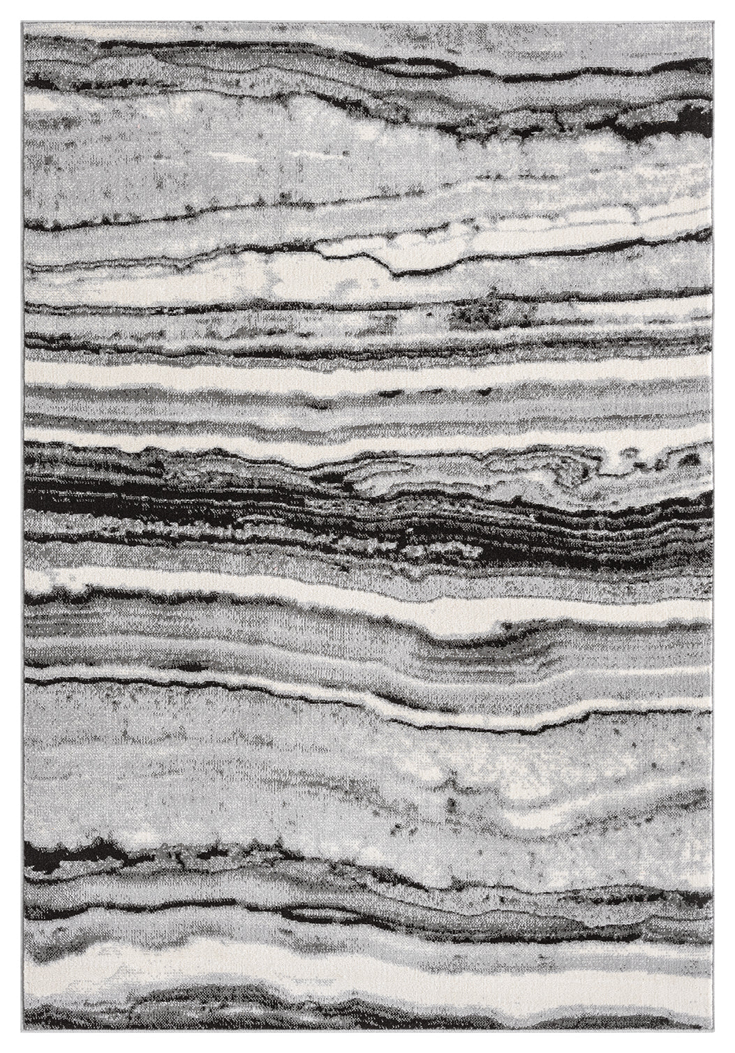 Grey Obsidian Coast monochrome rug, top-down view