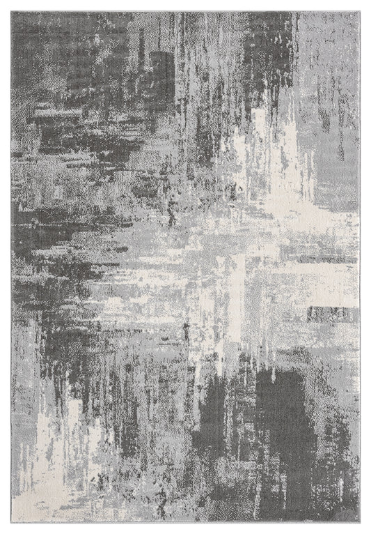 Grey Obsidian Craft monochrome rug, top-down view