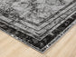 Grey Obsidian Frame monochrome rug, corner fold detail