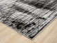 Grey Obsidian Oblique monochrome rug, corner fold detail