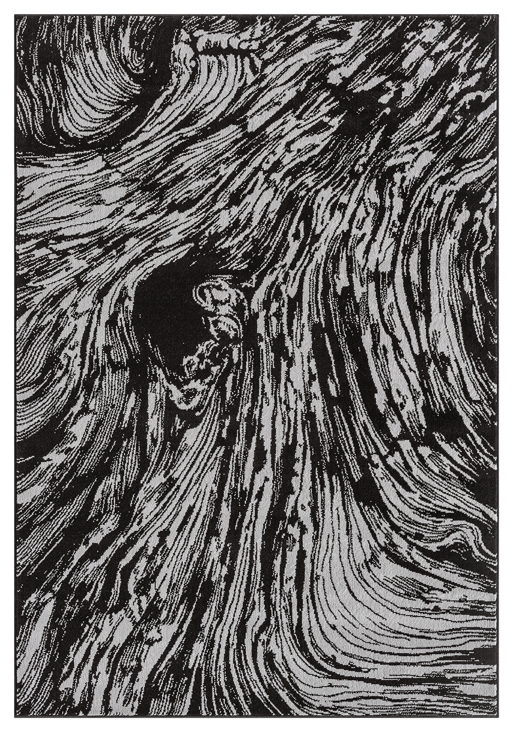 Grey Obsidian Whirlpool monochrome rug, top-down view