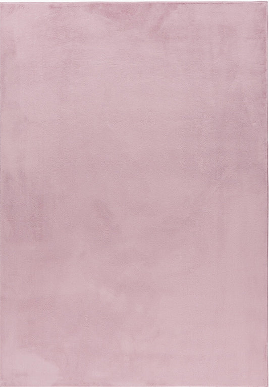 Baby Pink Plushtale washable fluffy rug, flat portrait view