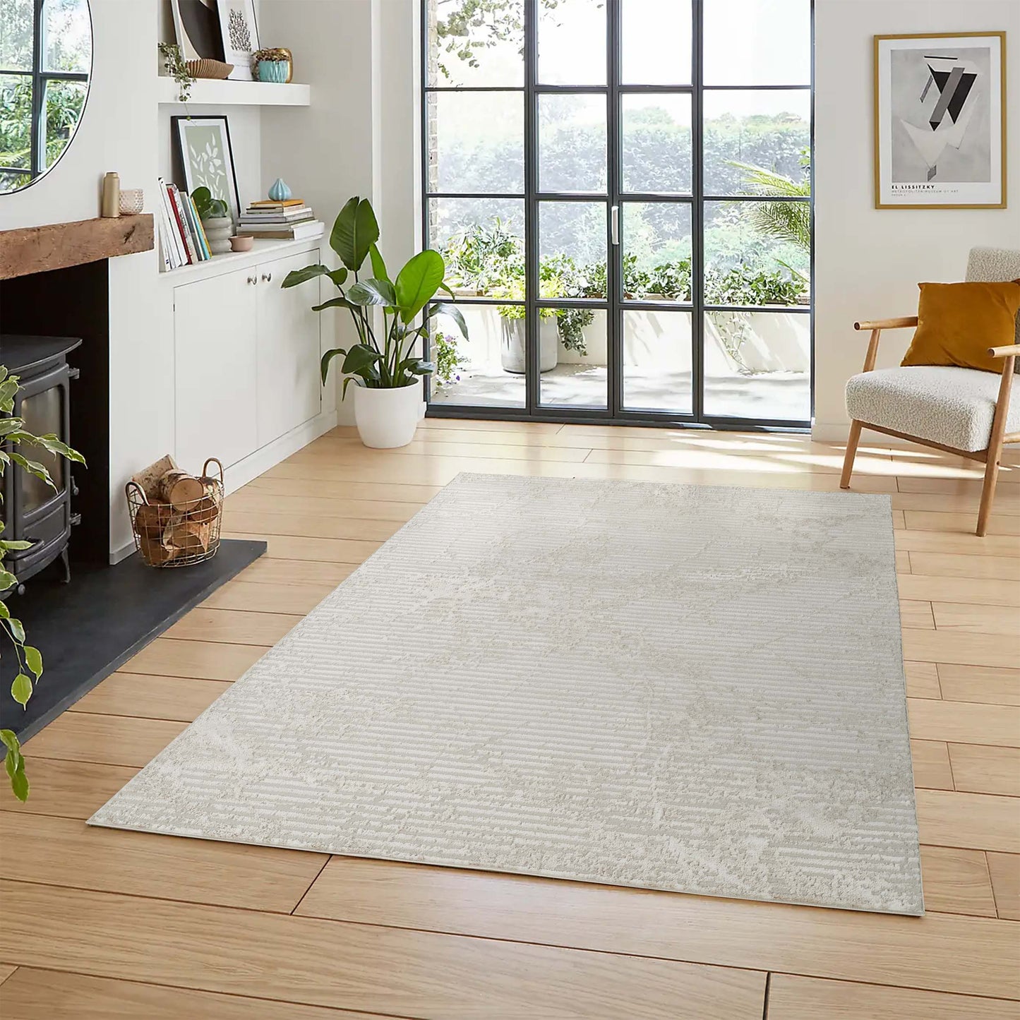 Perla Metallic Abstract Rug - Molten Beige