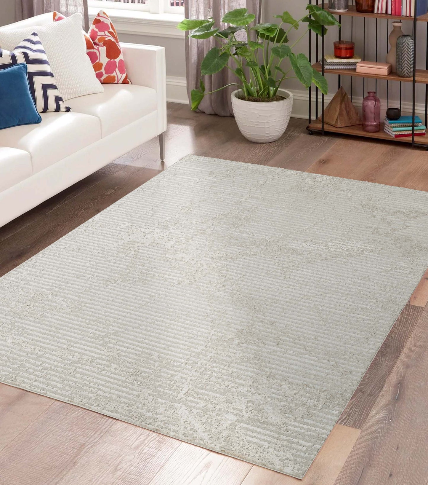 Perla Metallic Abstract Rug - Molten Beige