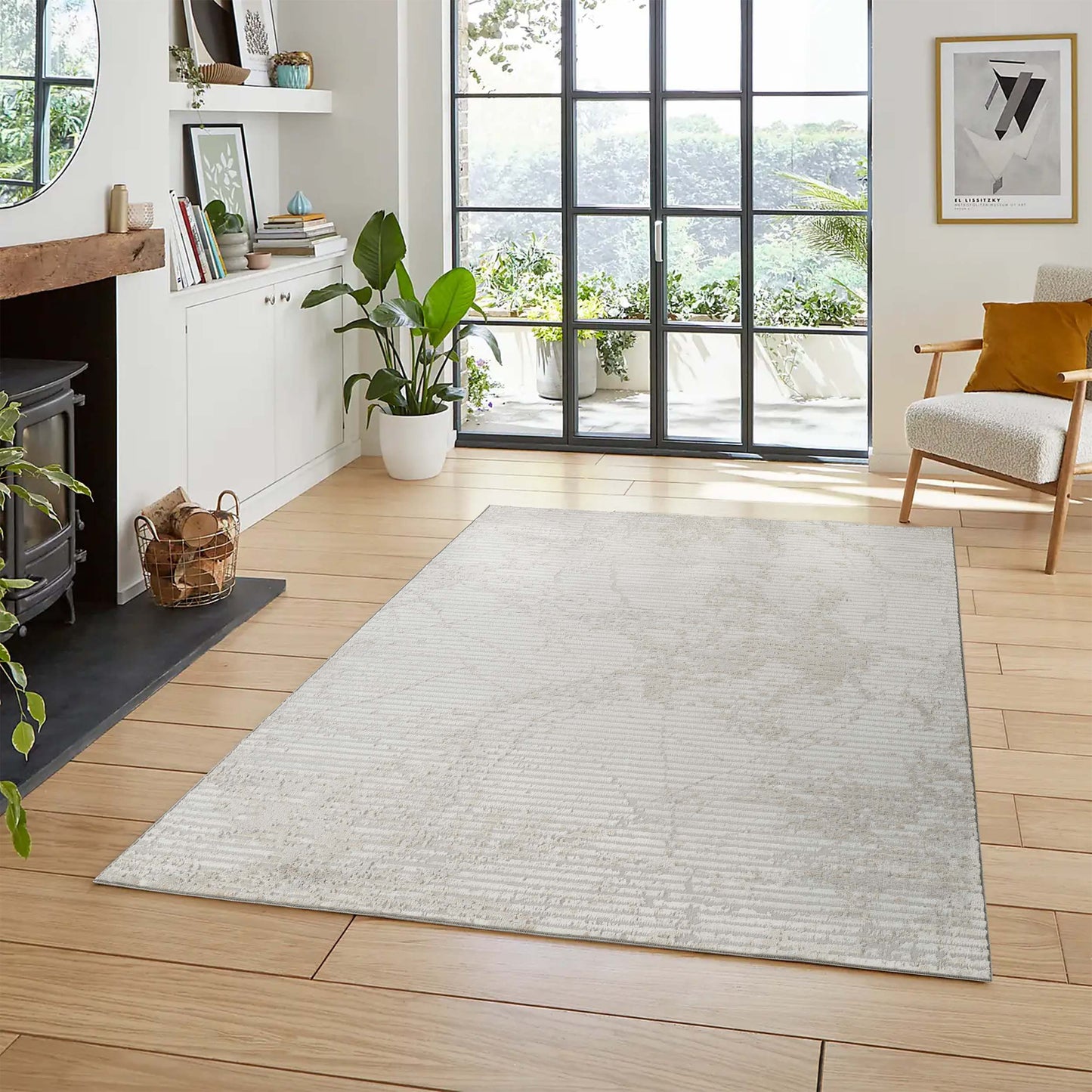 Perla Metallic Abstract Rug - Molten Beige