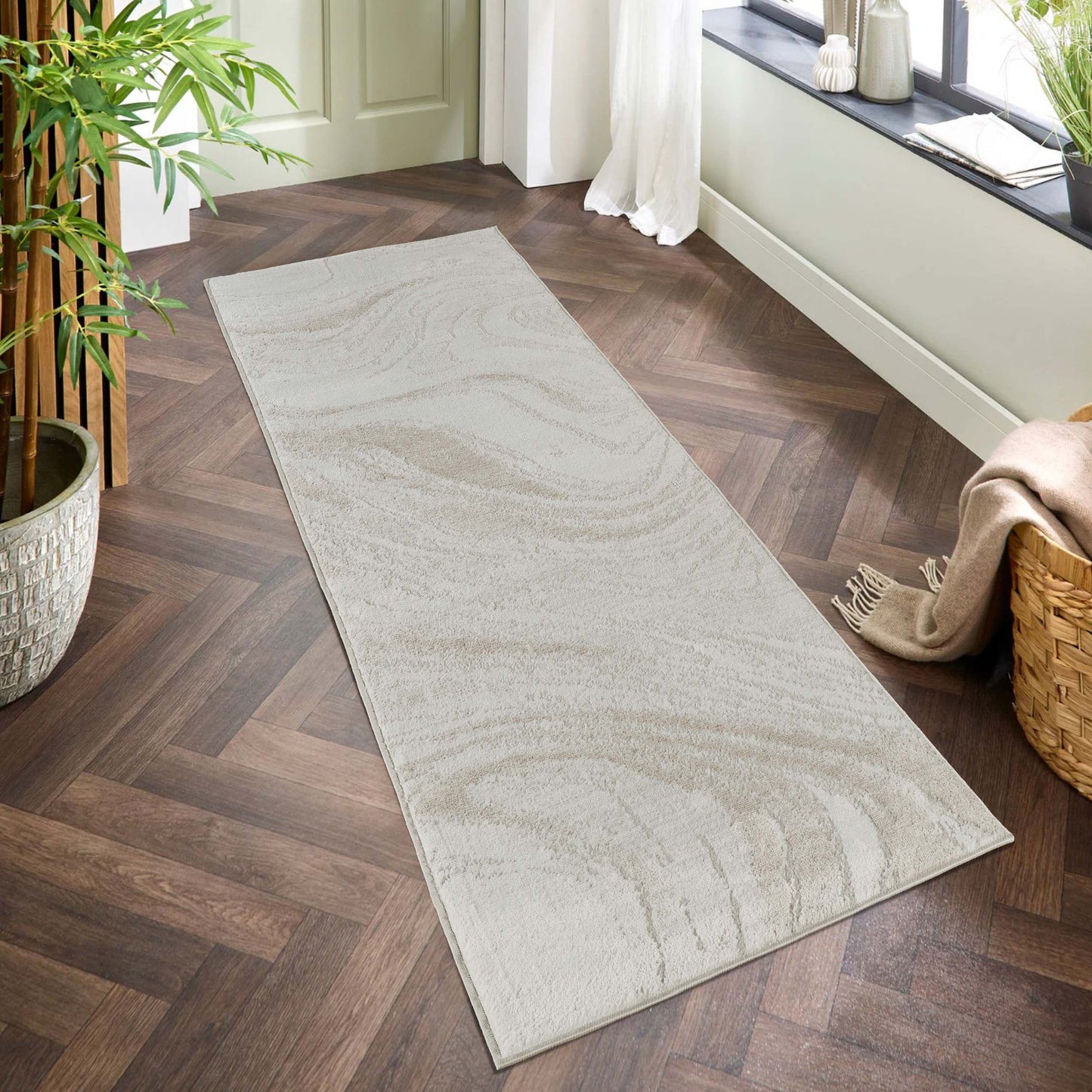 Perla Metallic Abstract Rug - Resin Beige