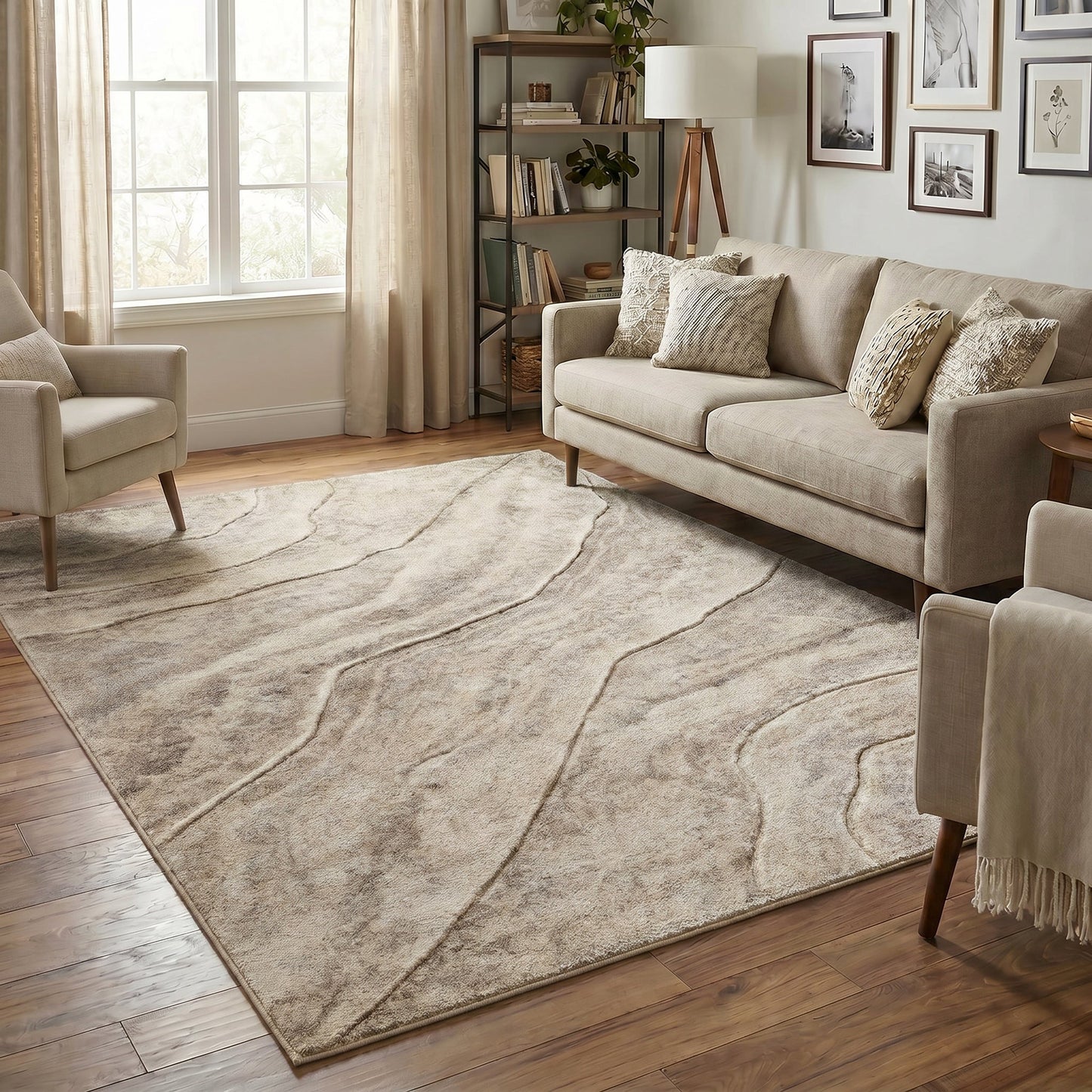 Santiago Carved Abstract Rug - Quarry Beige