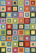 Rainbow Block carved rug, flat portrait view