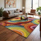 Rainbow Loop carved rug, in a room setting