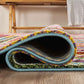 Rainbow Braided carved rug, close-up pile detail 2
