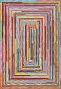 Rainbow Braided carved rug, flat portrait view