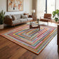 Rainbow Braided carved rug, in a room setting