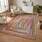 Rainbow Braided carved rug, in a room setting 2