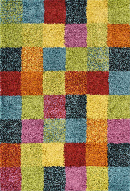 Multicolour Rio Rubix geometric rug, flat portrait view