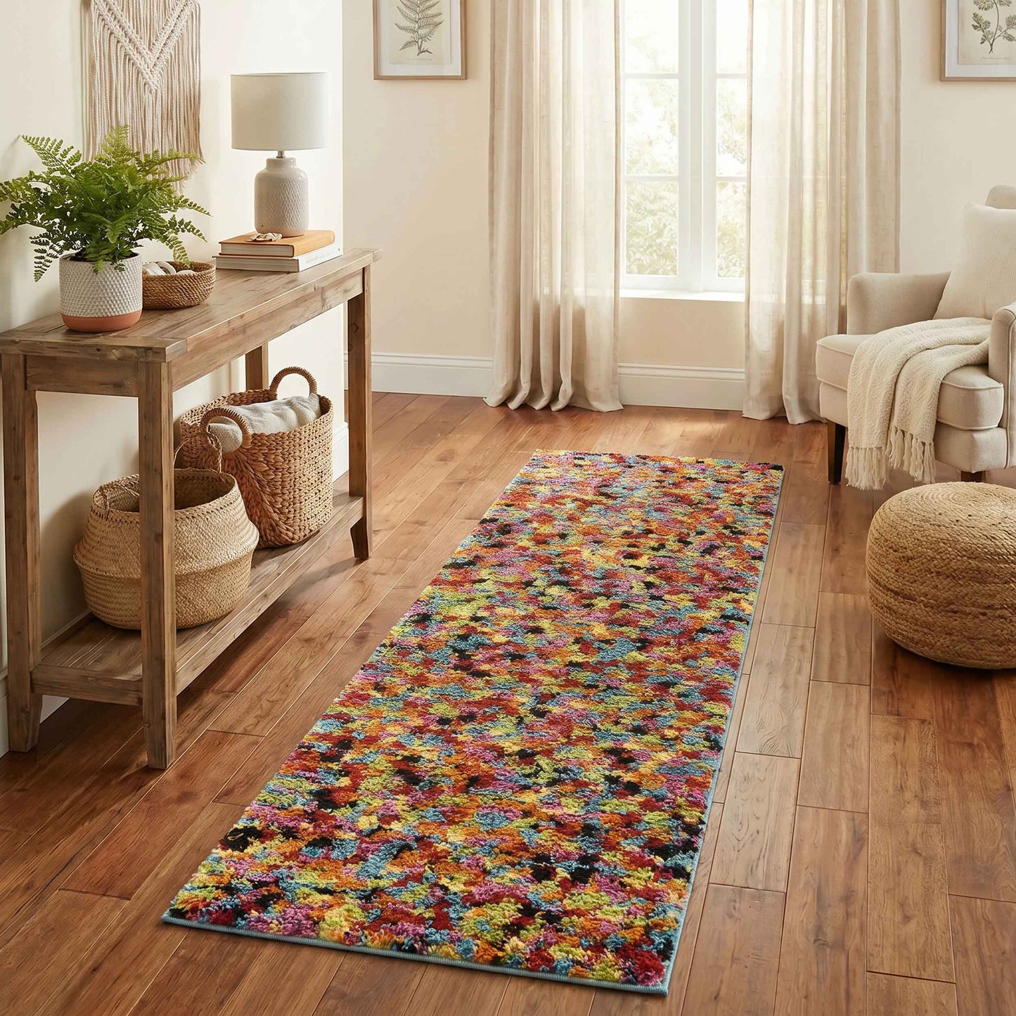 Multicolour Rio Pixel geometric rug, runner size