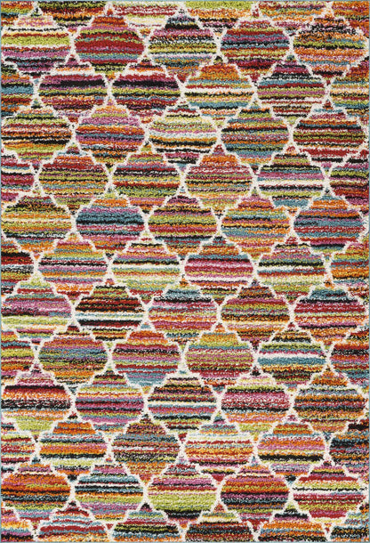 Multicolour Rio Trellis geometric rug, flat portrait view