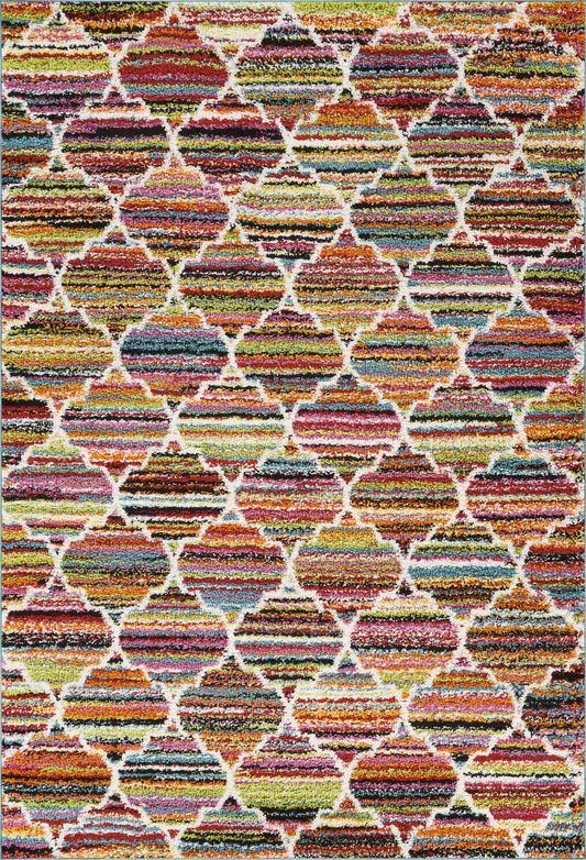 Multicolour Rio Trellis geometric rug, flat portrait view