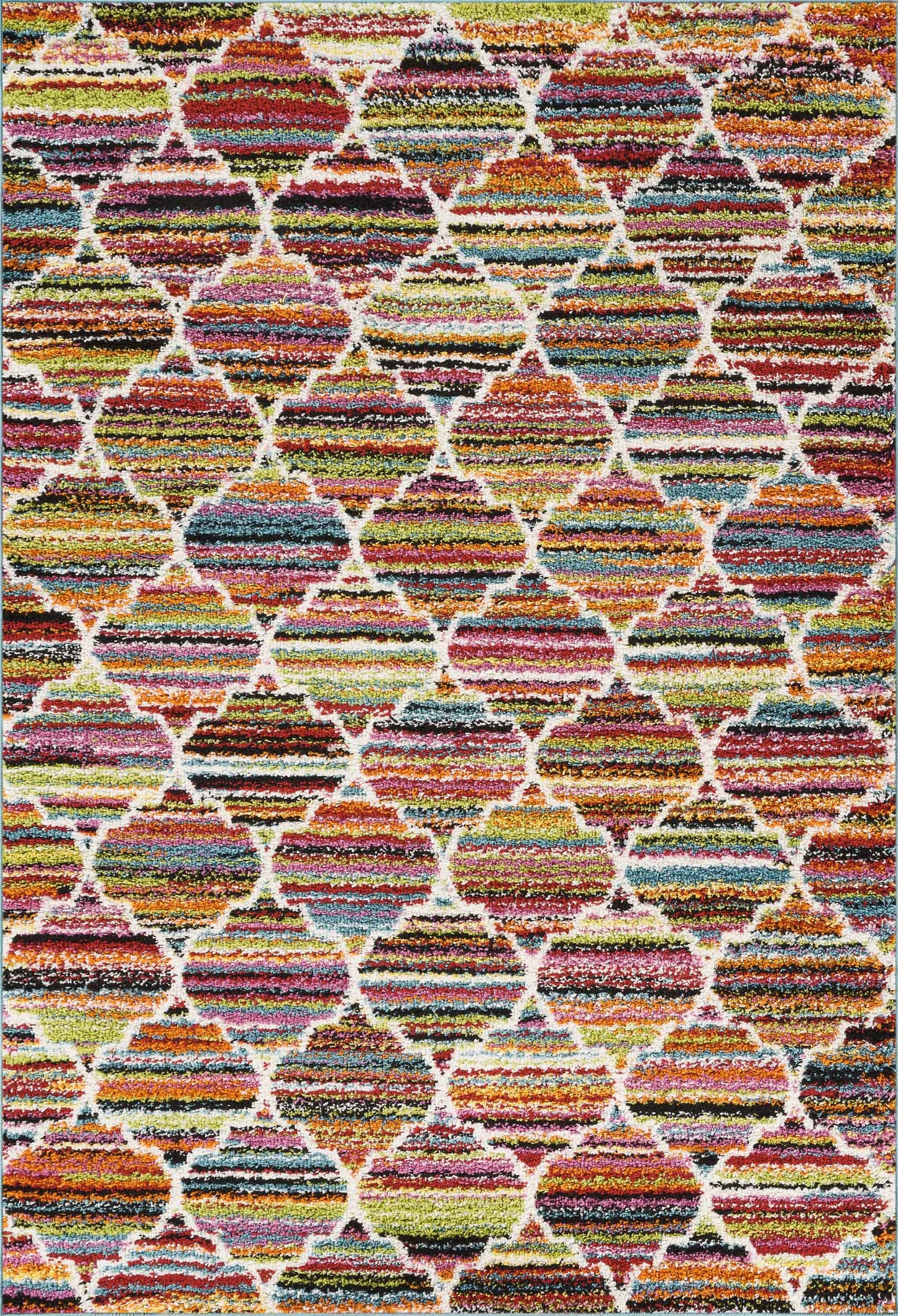 Multicolour Rio Trellis geometric rug, flat portrait view