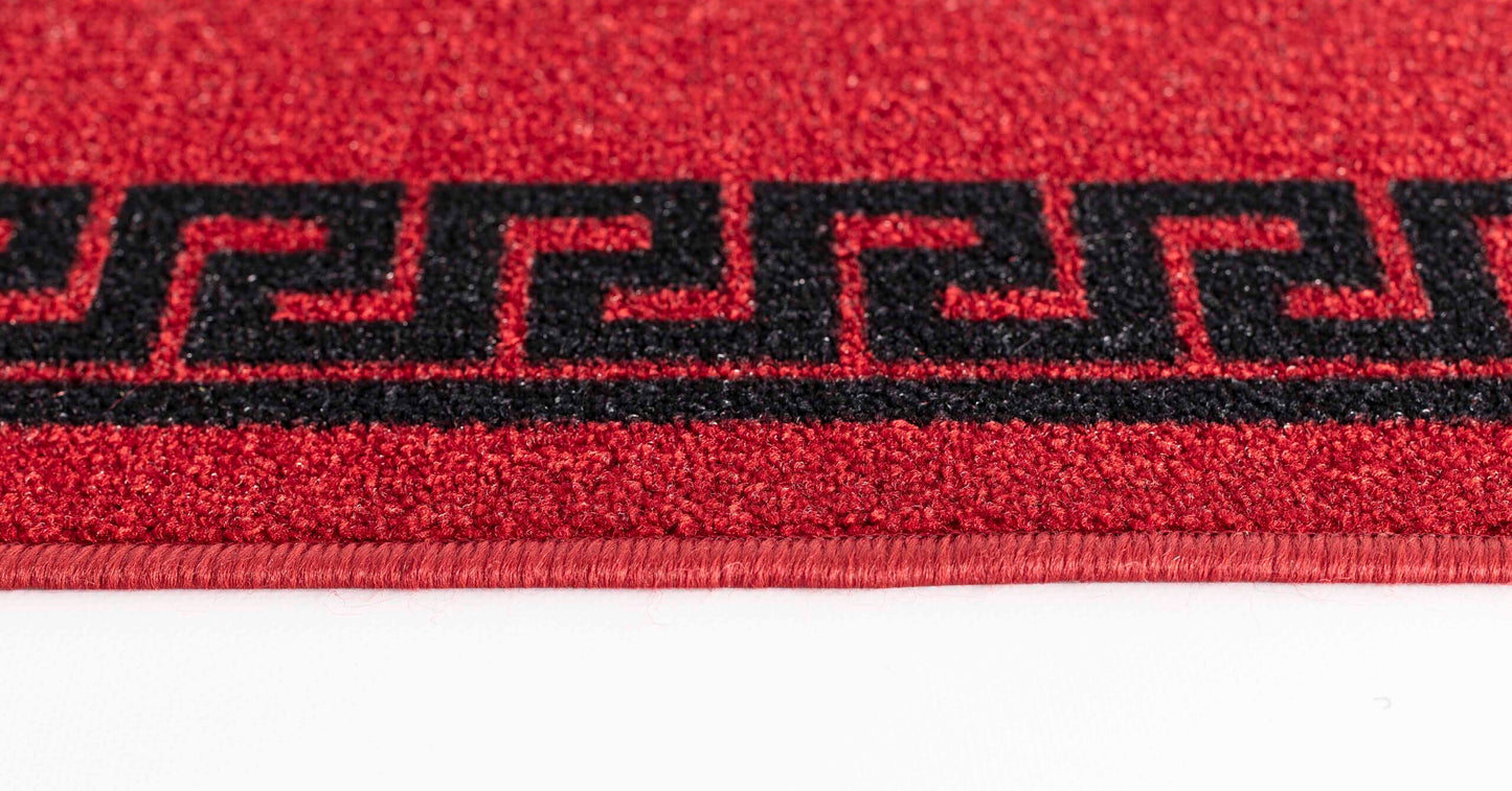 Havana Greek Key Door Mat - Red Black