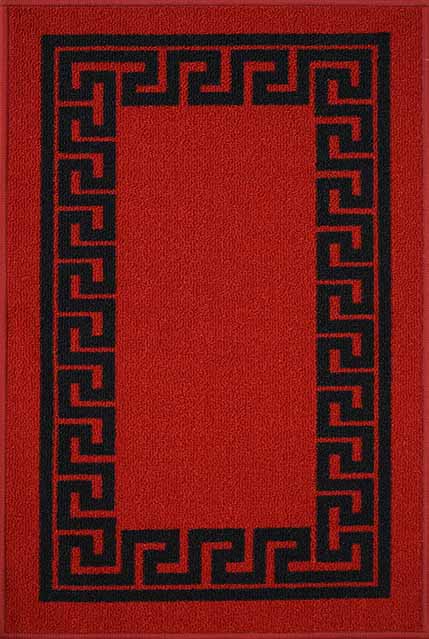 Havana Greek Key Door Mat - Red Black