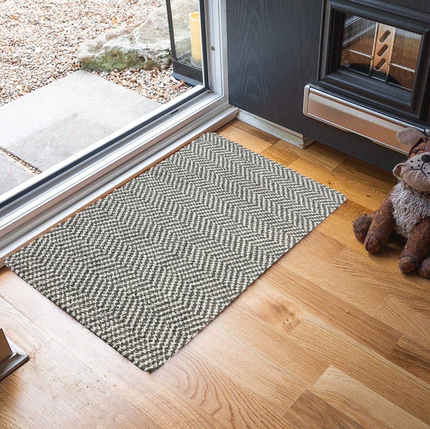 Richmond Washable Mat - Herringbone Silver