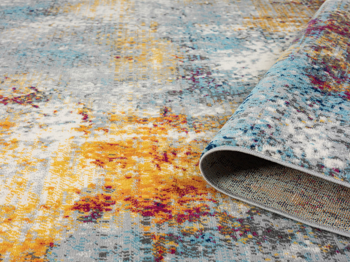 Multicolour San Marino Abstract traditional rug, rolled view