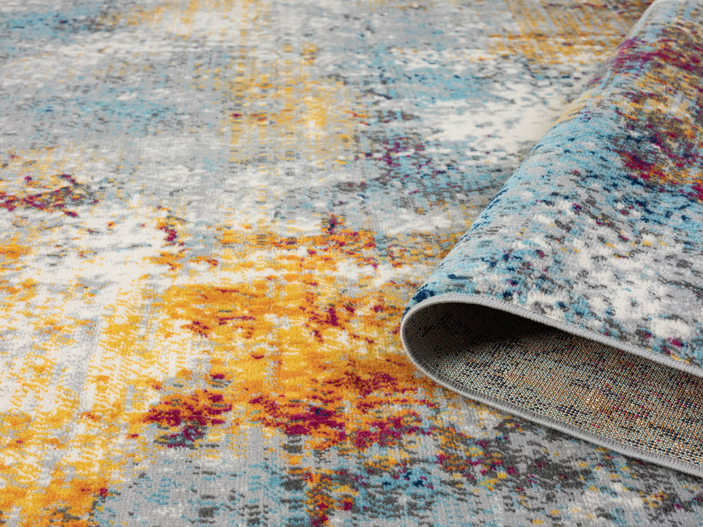 Multicolour San Marino Abstract traditional rug, rolled view