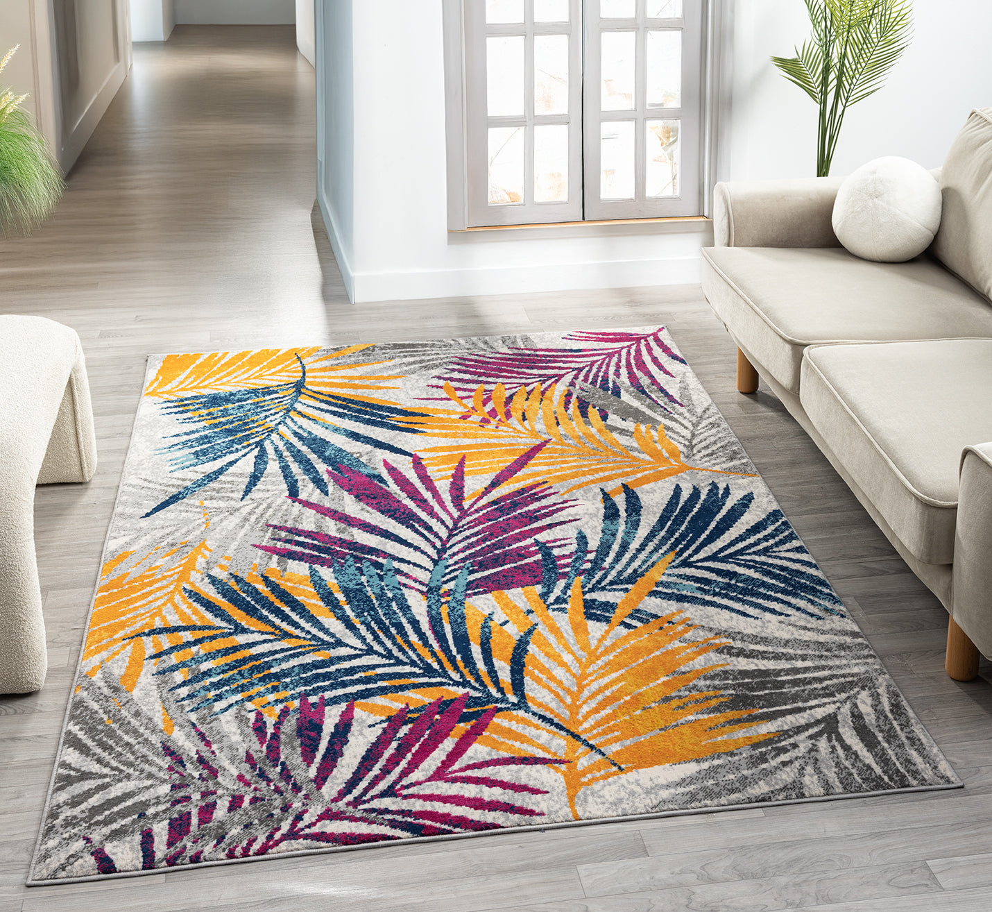 Multicolour San Marino Botanica traditional rug, in a room setting