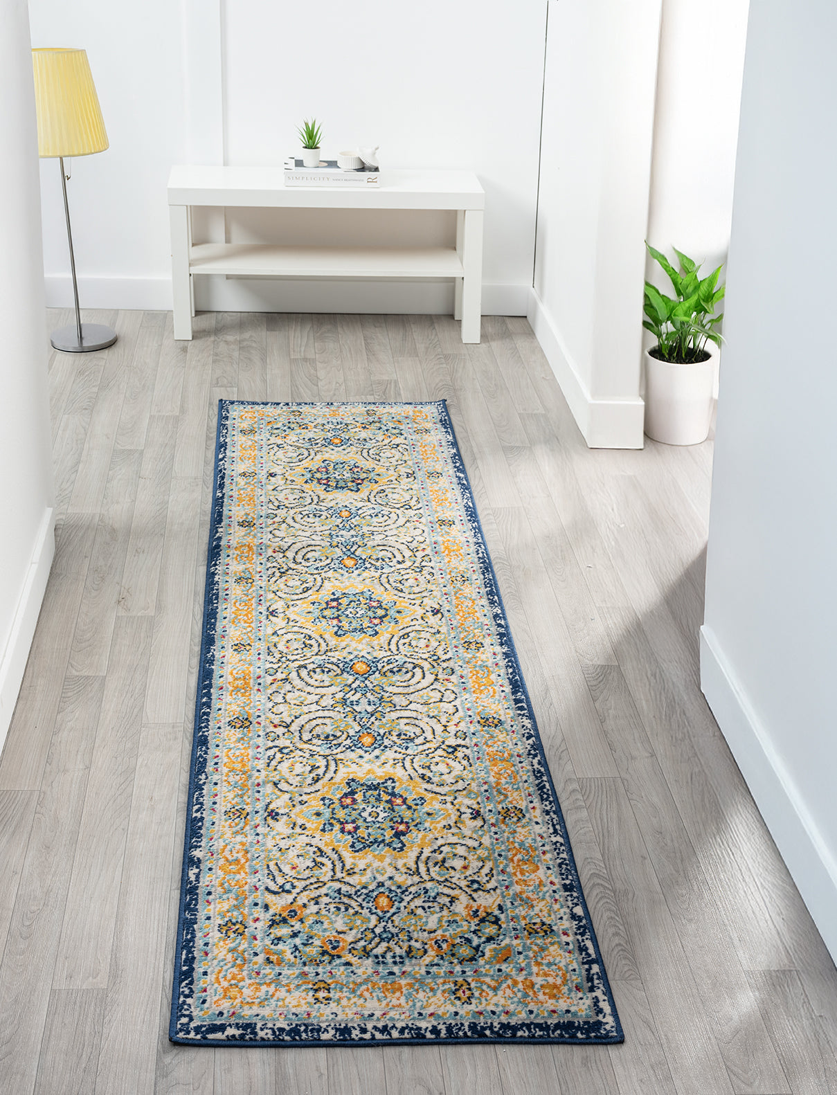 Multicolour San Marino Medallion traditional rug, in a room setting 3