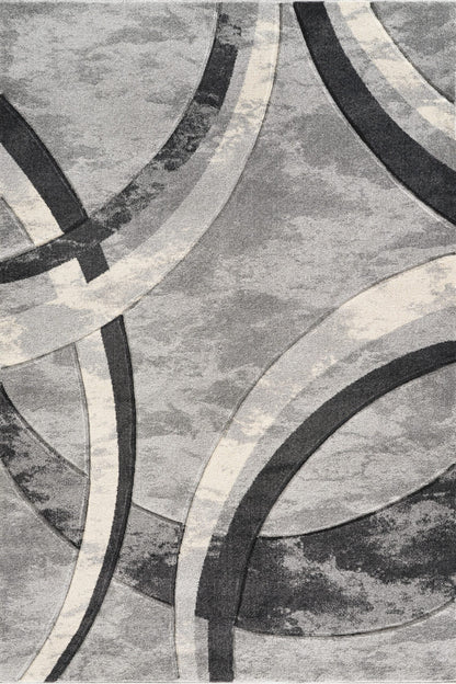 Santiago Carved Abstract Rug - Curve Grey