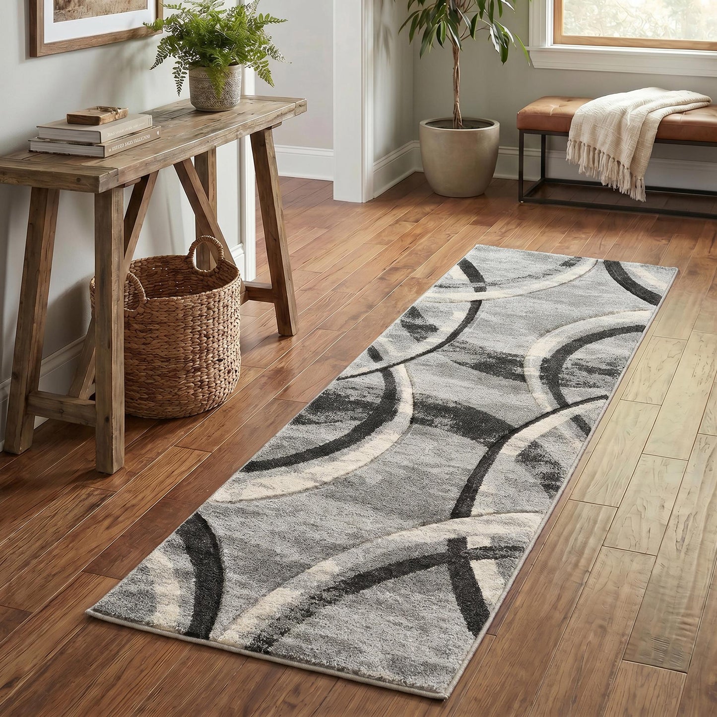 Santiago Carved Abstract Rug - Curve Grey
