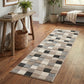 Santiago Carved Abstract Rug - Grid Beige