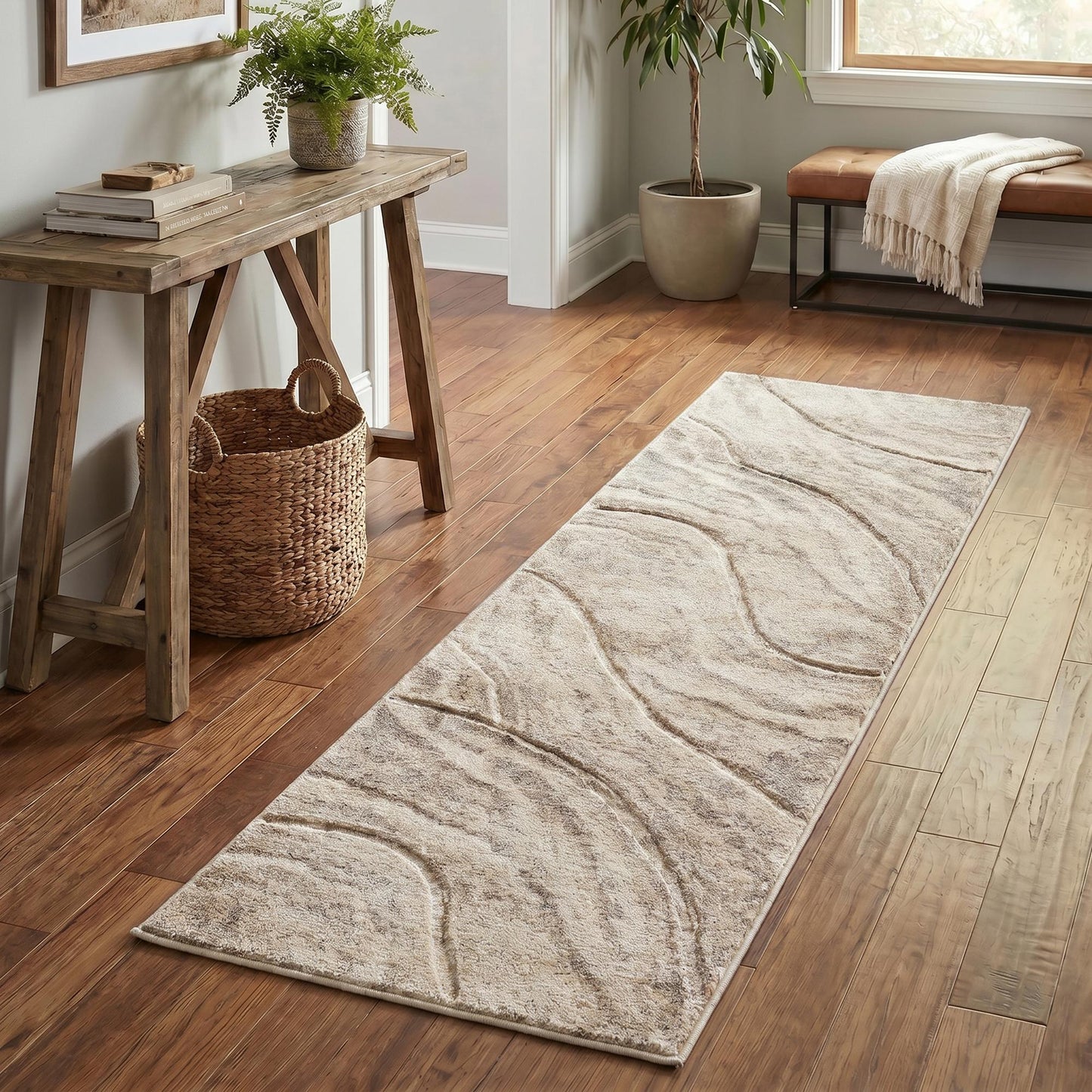 Santiago Carved Abstract Rug - Quarry Beige